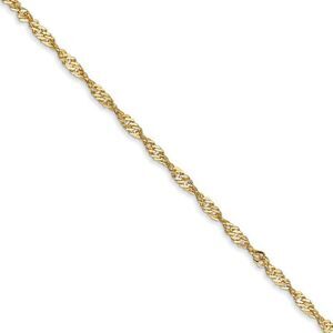 1.6mm 14k Yellow Gold Diamond Cut Singapore Chain Necklace, 16 Inch